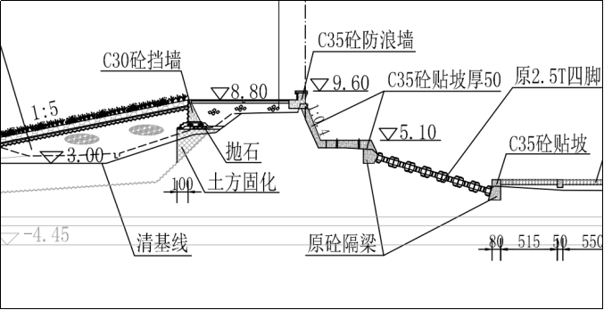 台州市循环经济产业集聚区海塘提升工程设计图（局部，固化土部分）